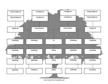 Step-Family Tree Three Generations With Siblings Template