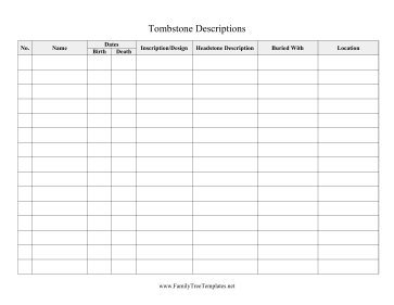 Tombstone Information Template