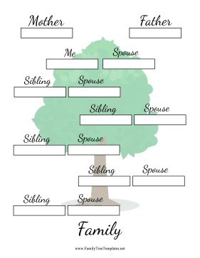 Two Generation Family Tree Five Siblings Spouses Template