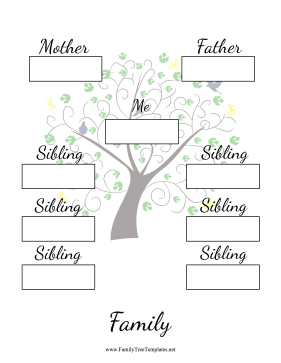 Two Generation Family Tree With Siblings Template