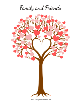 Wedding Tree With Heart Leaves Template