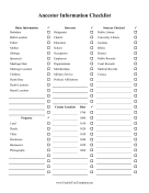 Ancestor Research Checklist