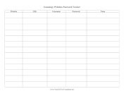 Genealogy Sites Password Tracker family tree template