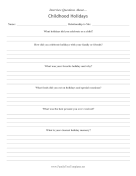 Interview Questions Childhood Holidays family tree template