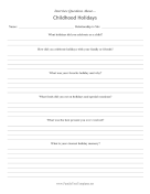 Interview Questions Childhood Holidays