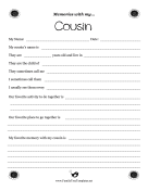 Memories With Cousin Worksheet