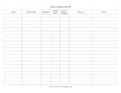 Name Changes Record family tree template